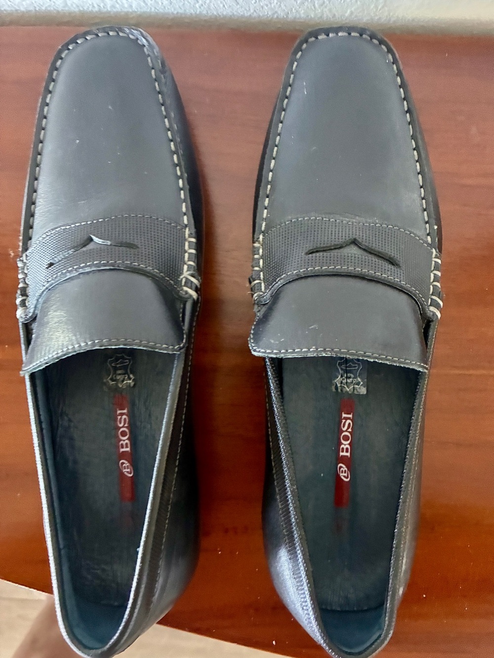 Men's Black Leather Slip-On Driving Loafers